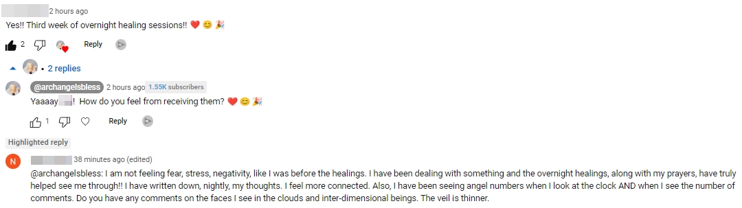 Overnight Healing Session Testimonial